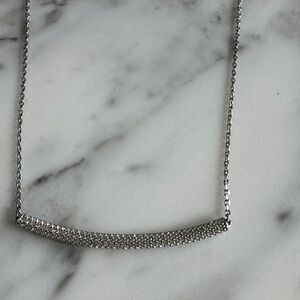 Swarovski Silver Pavé Curved Bar Necklace